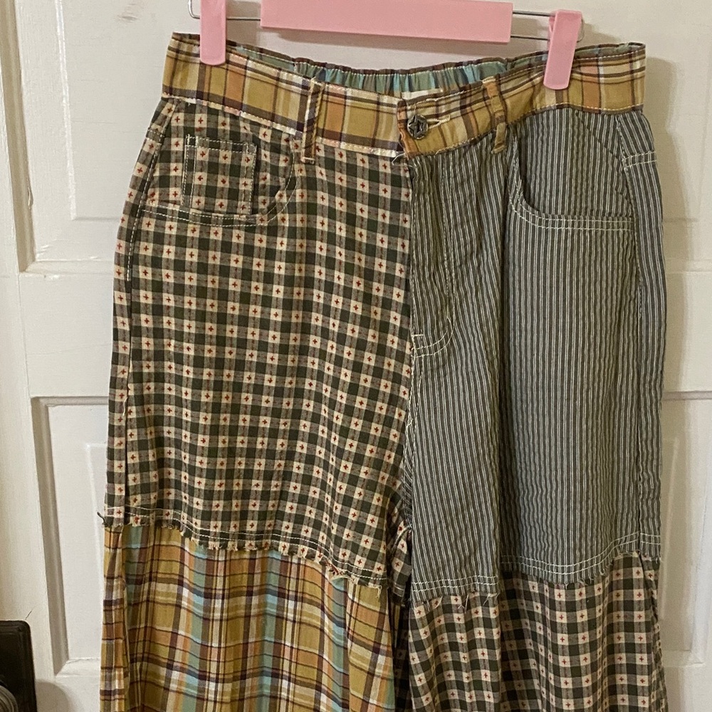 POL Patchwork Boho Cottagecore Wide Leg Tiered Pa… - image 3